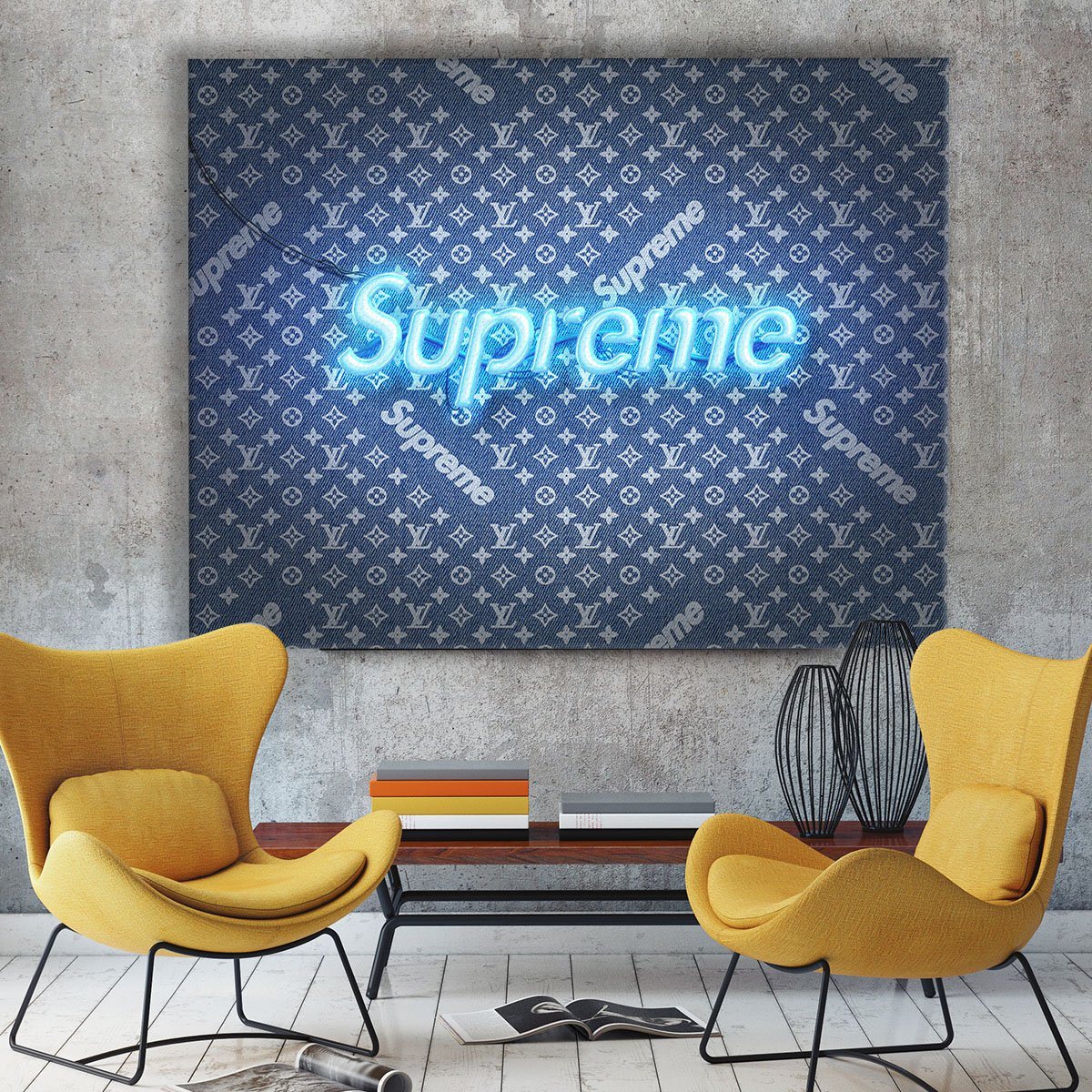 LV Supreme Blue Neon